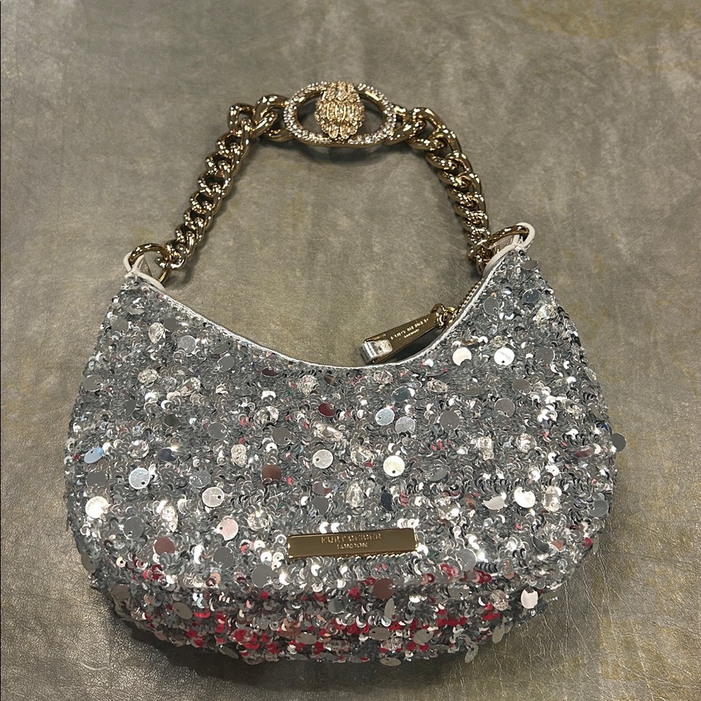 KURT GEIGER LONDON small Chelsea sequin chain-strap shoulder bag - Picture 2 of 7